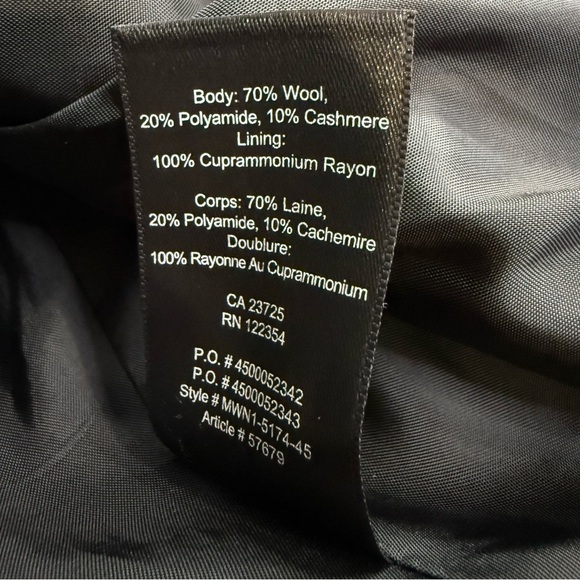 Babaton Classic Black Pea Coat size Medium Wool and Cashmere - Picture 12 of 16